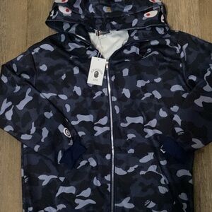 Bape Black and Gray Camouflage Zip-Up Sweater